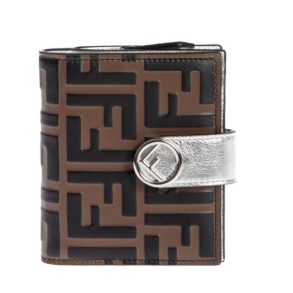 Fendi Brown and Black Wallet with Silver Detail (New w/ Tags)